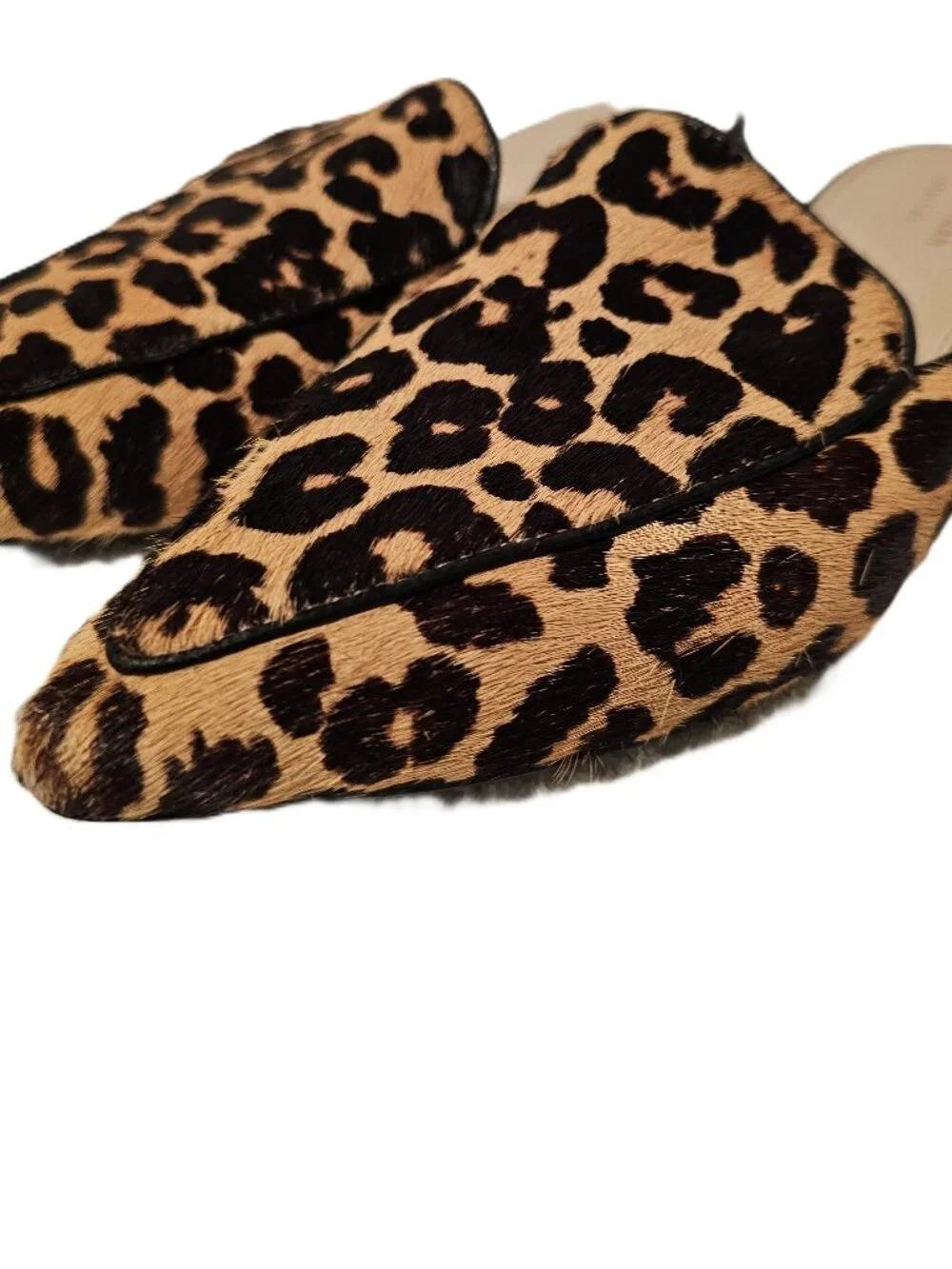 Cole Haan Piper Mules in a leopard print calf hair